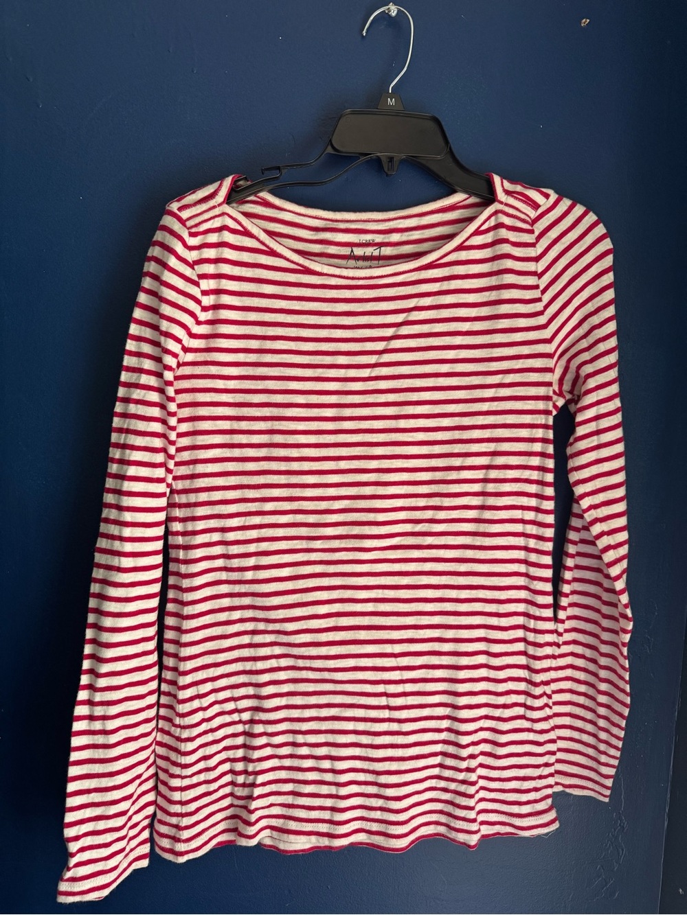 J. Crew Red & White Striped Long Sleeve Tee